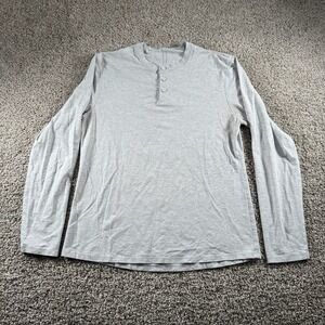 Lululemon Shirt Mens Medium‎ Gray Henley Button Up Performance Outdoor Comfort